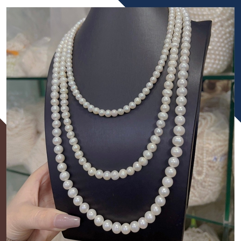 Vòng ngọc trai 3 tầng mặc áo dài đẹp cho nữ mã 3T78CH220