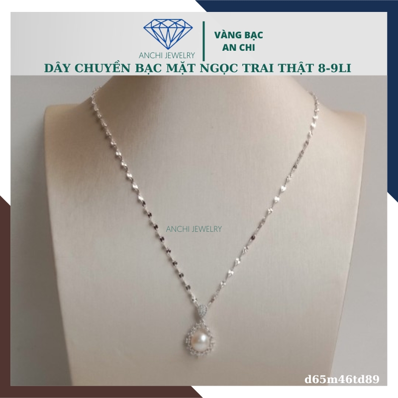 Dây chuyền ngọc trai nữ bạc thật mặc áo dài đẹp D65M46Td89