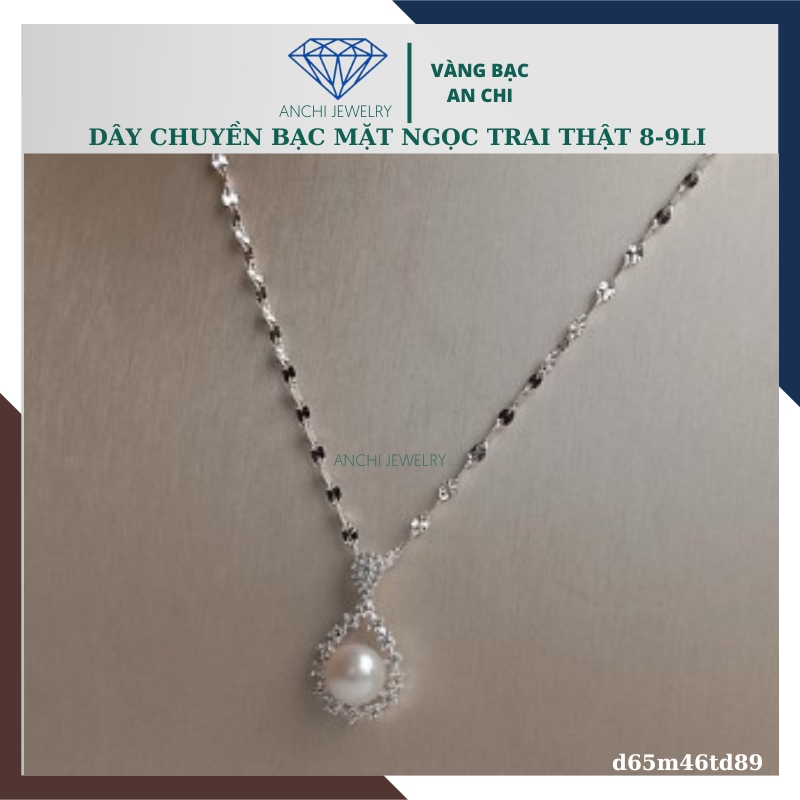 Dây chuyền ngọc trai nữ bạc thật mặc áo dài đẹp D65M46Td89