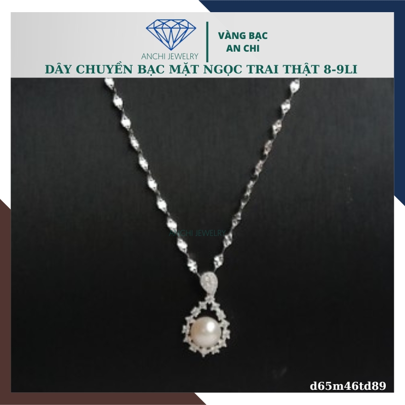 Dây chuyền ngọc trai nữ bạc thật mặc áo dài đẹp D65M46Td89