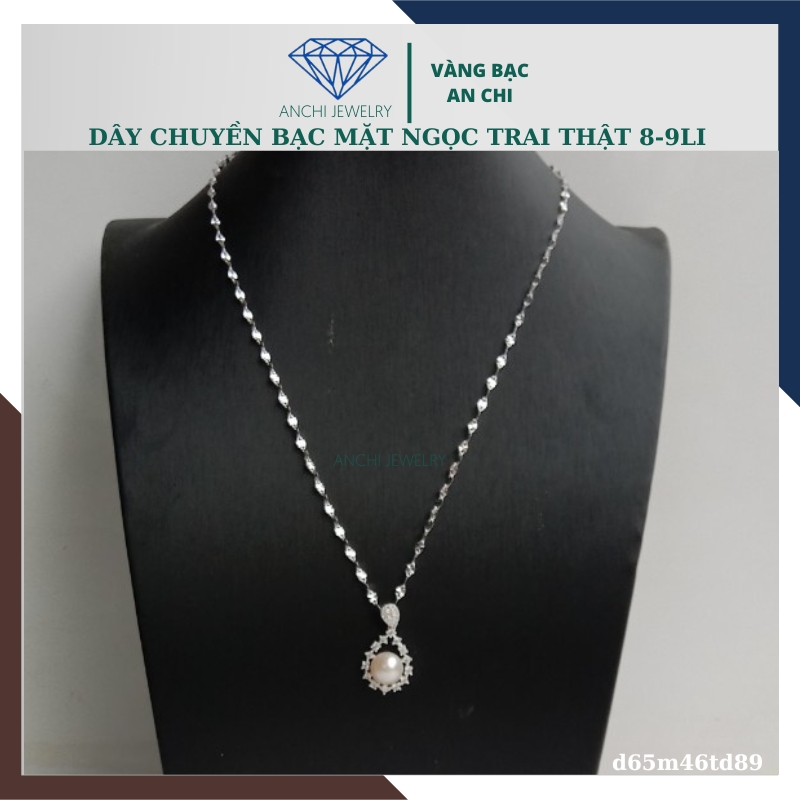 Dây chuyền ngọc trai nữ bạc thật mặc áo dài đẹp D65M46Td89