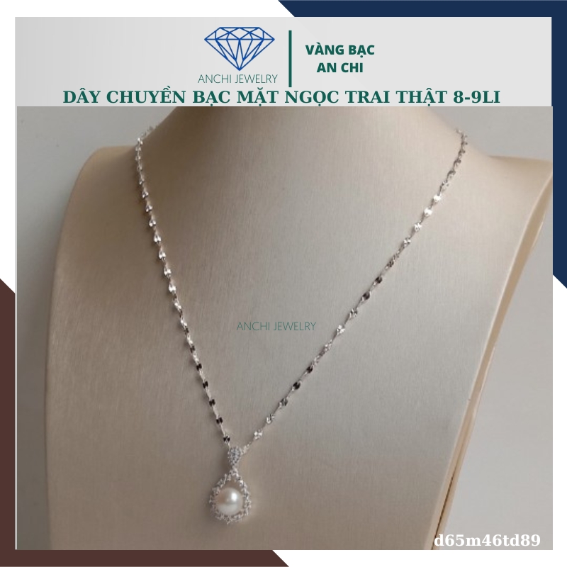 Dây chuyền ngọc trai nữ bạc thật mặc áo dài đẹp D65M46Td89