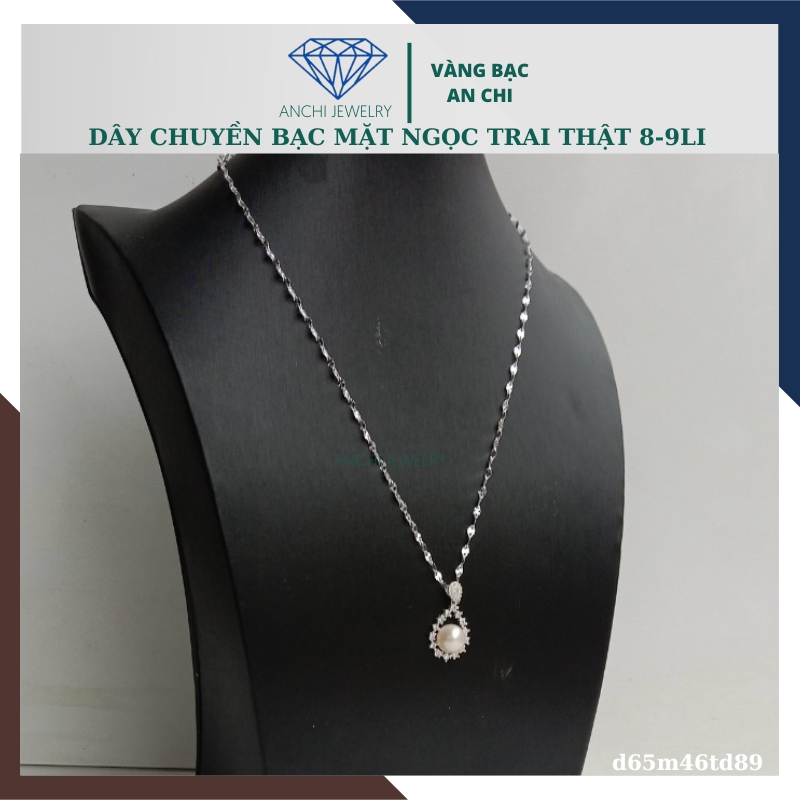 Dây chuyền ngọc trai nữ bạc thật mặc áo dài đẹp D65M46Td89