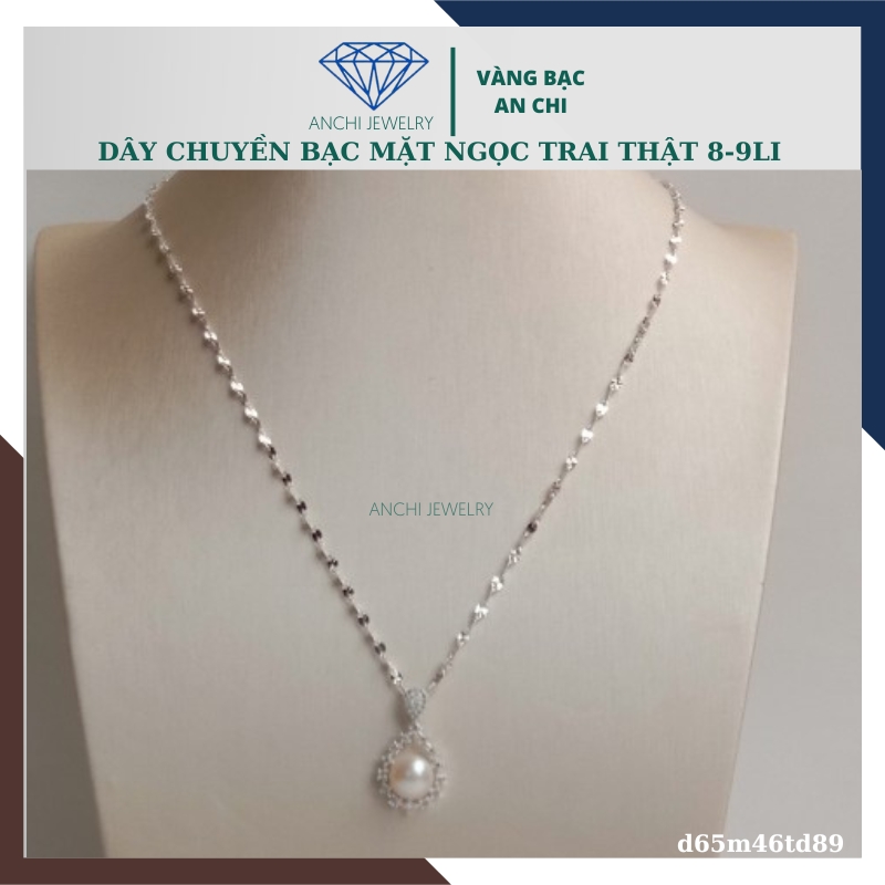 Dây chuyền ngọc trai nữ bạc thật mặc áo dài đẹp D65M46Td89