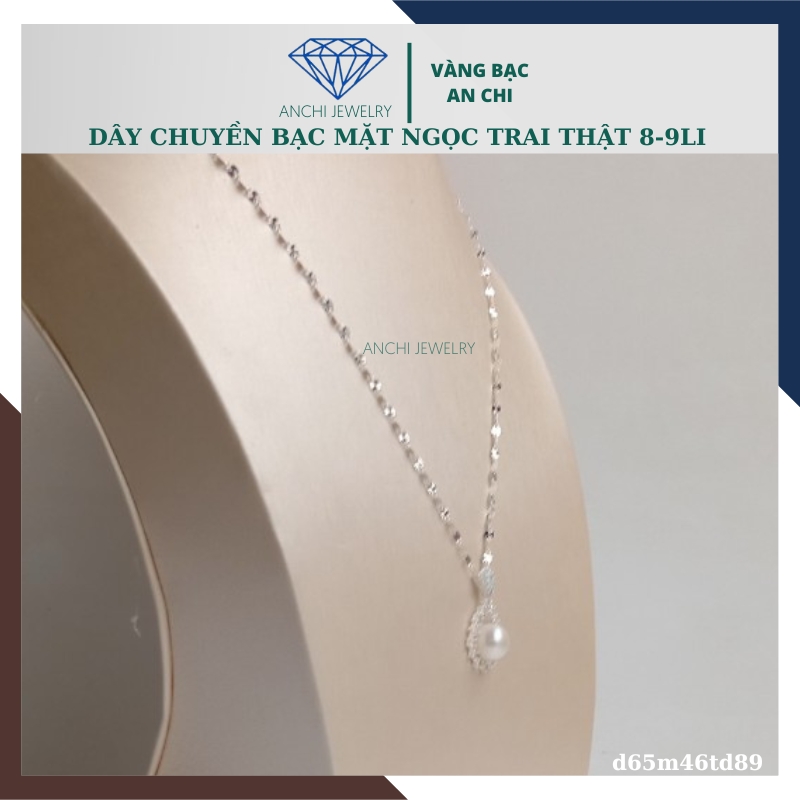 Dây chuyền ngọc trai nữ bạc thật mặc áo dài đẹp D65M46Td89