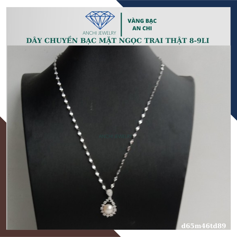 Dây chuyền ngọc trai nữ bạc thật mặc áo dài đẹp D65M46Td89