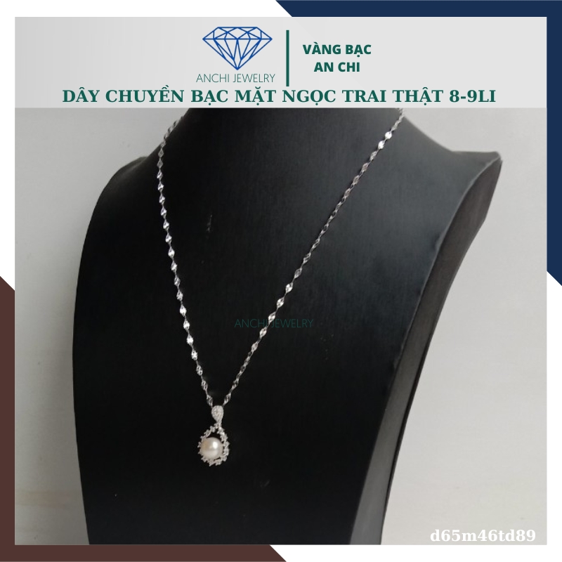 Dây chuyền ngọc trai nữ bạc thật mặc áo dài đẹp D65M46Td89
