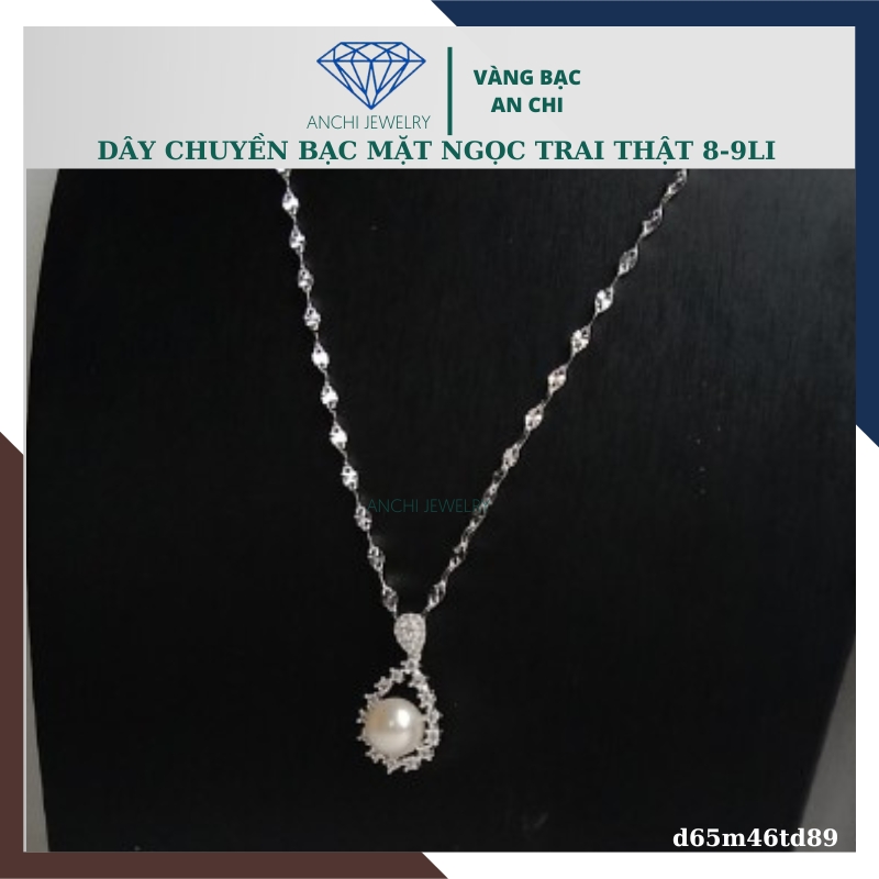 Dây chuyền ngọc trai nữ bạc thật mặc áo dài đẹp D65M46Td89