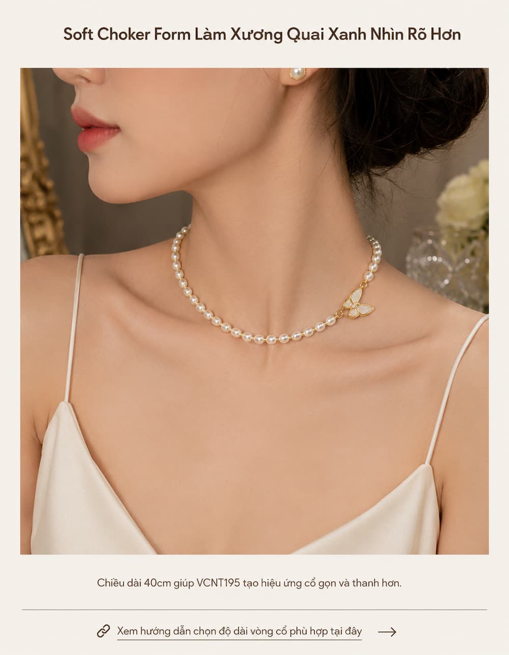 Form choker VCNT195 ôm neckline giúp xương quai xanh nổi rõ hơn