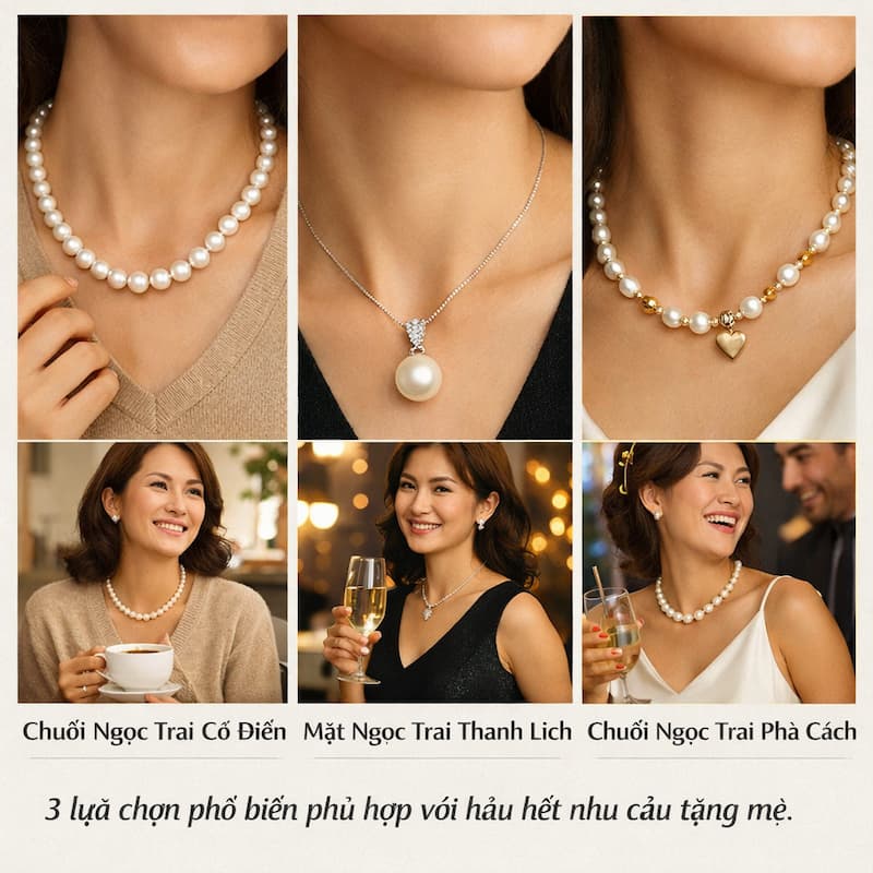 gợi ý vòng ngọc trai phù hợp đeo hàng ngày sang trọng và dự tiệc cho mẹ