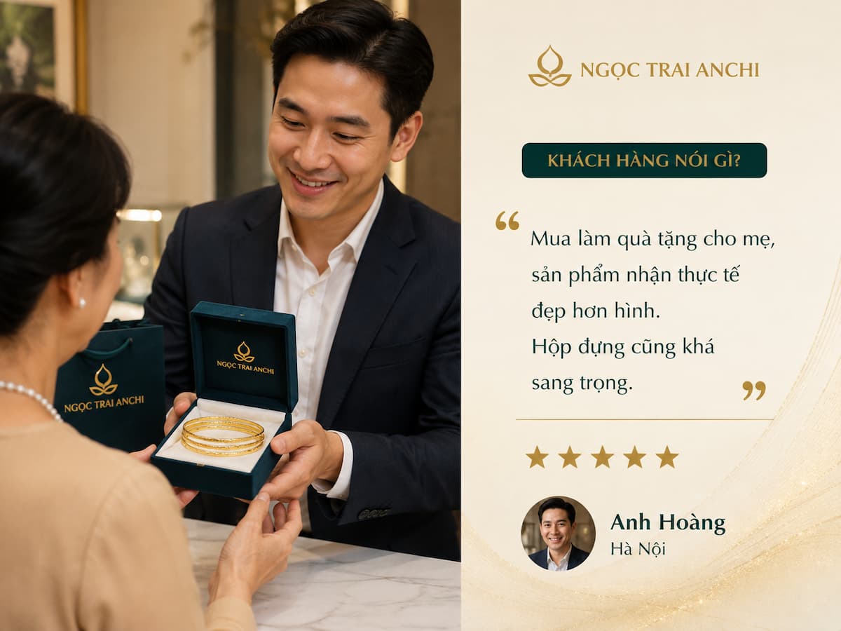 Anh Hoàng Hà Nội chia sẻ trải nghiệm mua lắc tay vàng LTVN04 làm quà tặng cao cấp