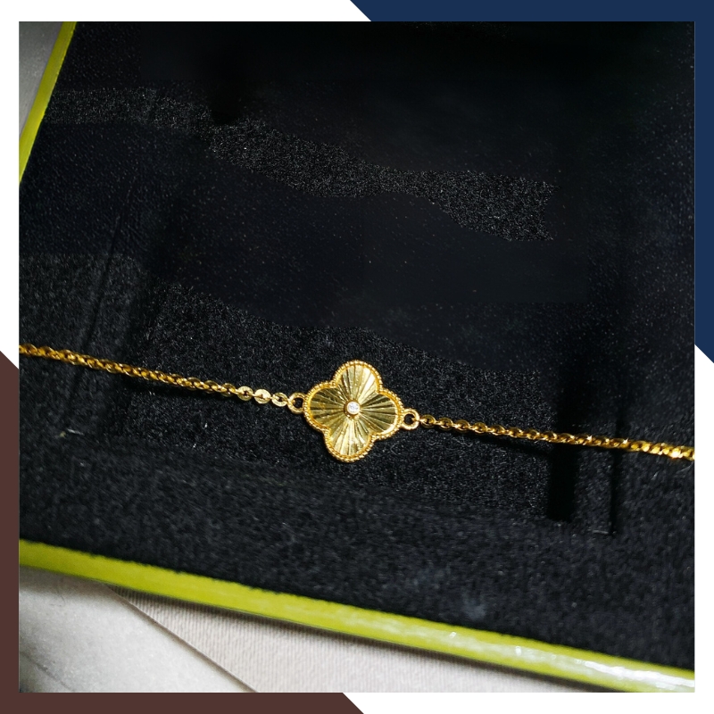 Lắc tay cỏ 4 lá vàng tây 10k kiểu phay sáng cho nữ đẹp mã 4979112