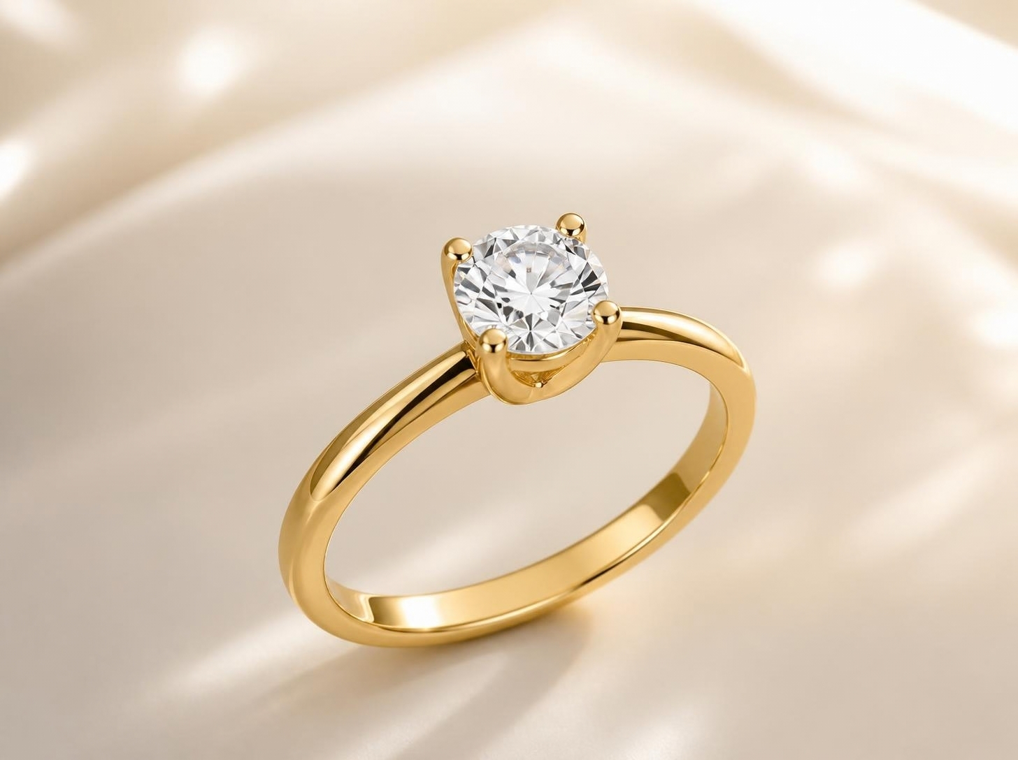 Nhẫn cầu hôn Solitaire vàng với viên đá trung tâm