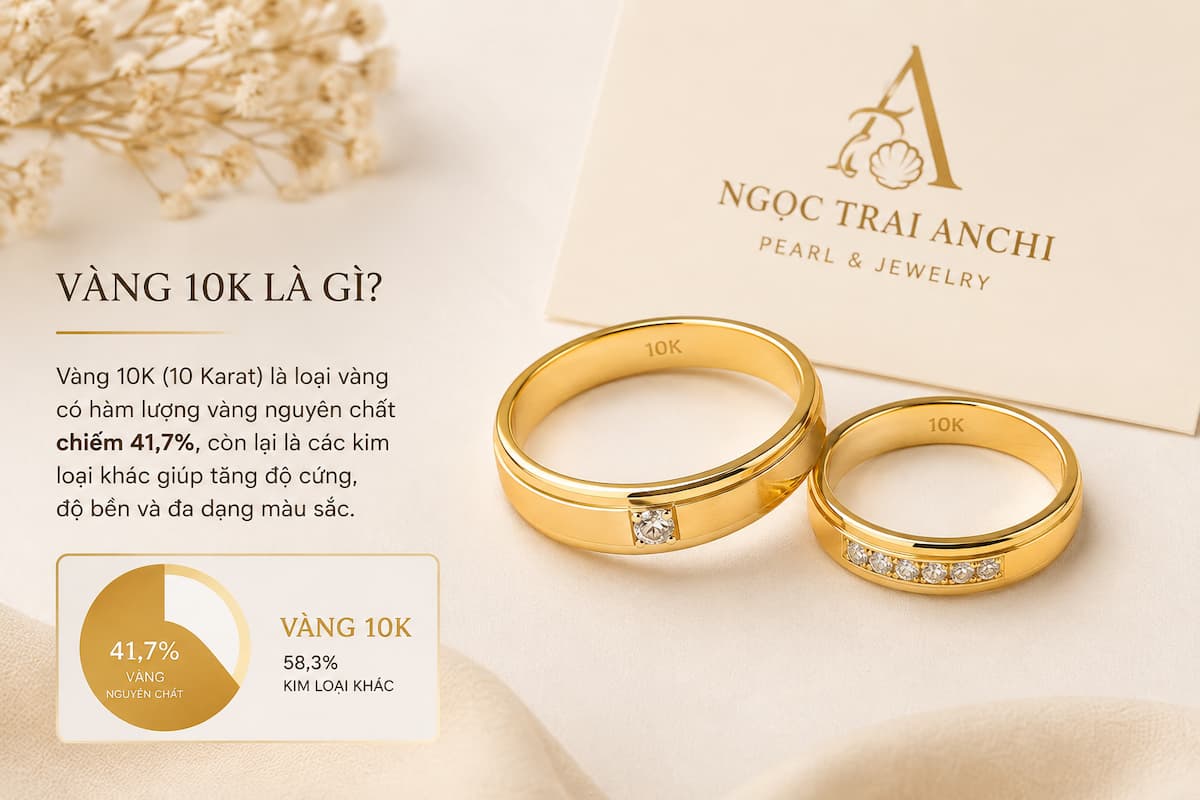 Nhẫn cưới chế tác từ vàng 10K