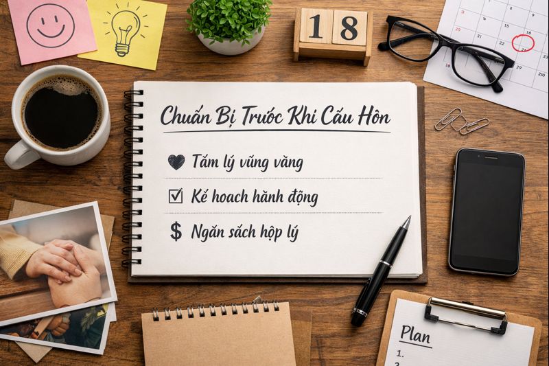 Các yếu tố cần chuẩn bị trước khi cầu hôn gồm tâm lý, tài chính và kế hoạch