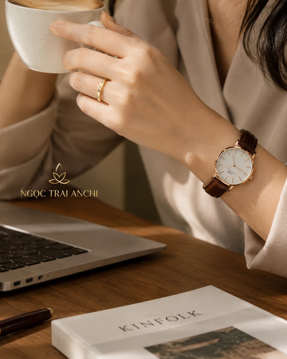 Nhẫn Cưới Vàng Tây 10K NVCD163 đeo hằng ngày với thiết kế bản mảnh