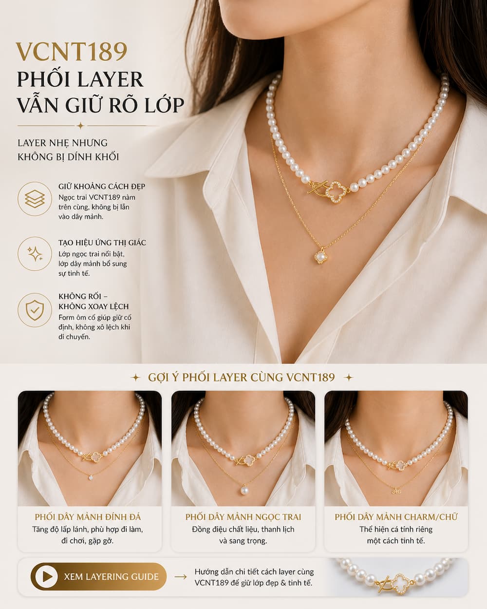 Vòng VCNT189 khi phối layering với dây mảnh vẫn giữ rõ lớp