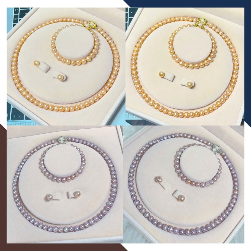 Sắc độ hồng tím pastel trên ngọc trai BTSNT243 tạo hiệu ứng ánh mềm khi lên da