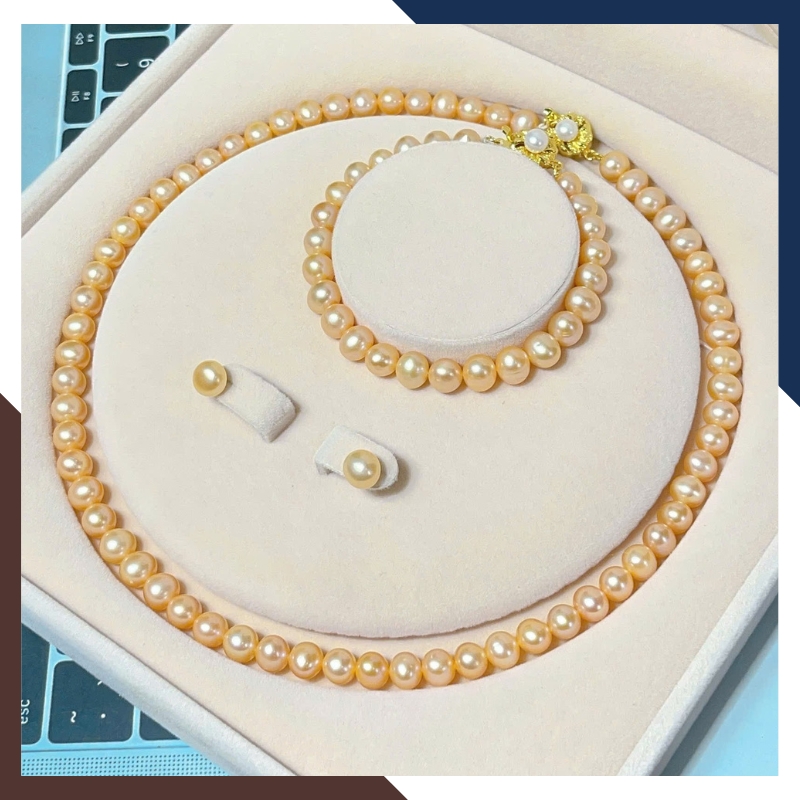 Set ngọc trai pastel BTSNT243 phù hợp layout trang phục sáng và phong cách nhẹ