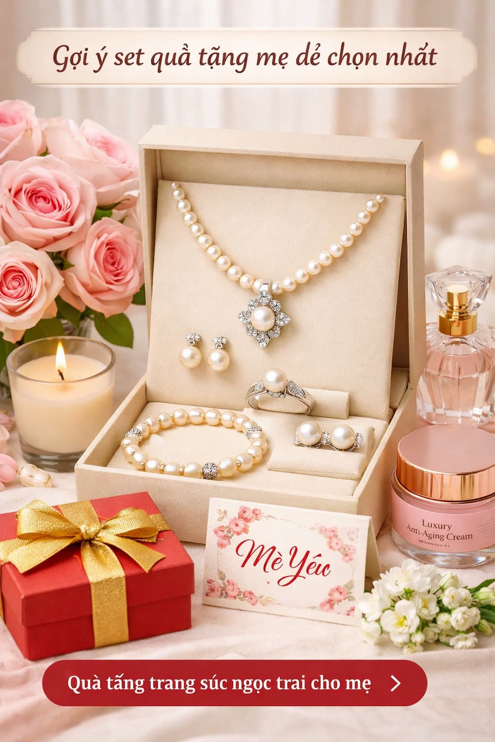Set quà trang sức ngọc trai tặng mẹ ý nghĩa sang trọng dịp đặc biệt