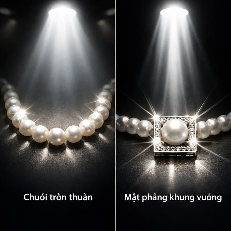 So sánh phản xạ ánh sáng giữa bề mặt trơn thuần và chuỗi mặt vuông