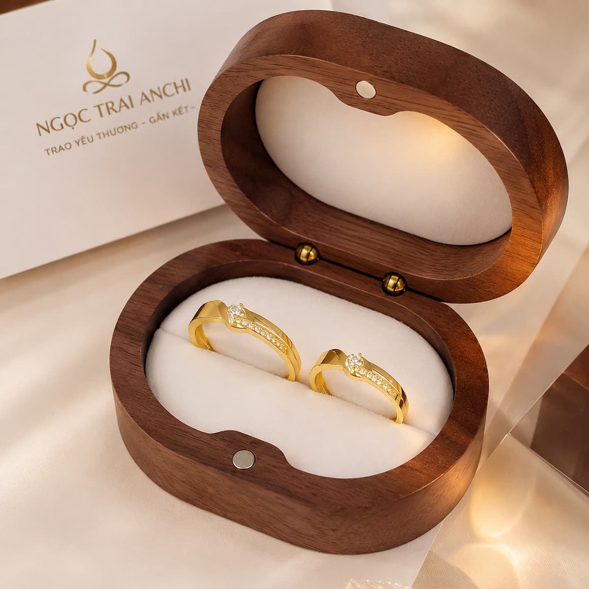 Thiết kế cặp nhẫn cưới vàng tây 10K NVCD161 tối giản hiện đại và đồng điệu