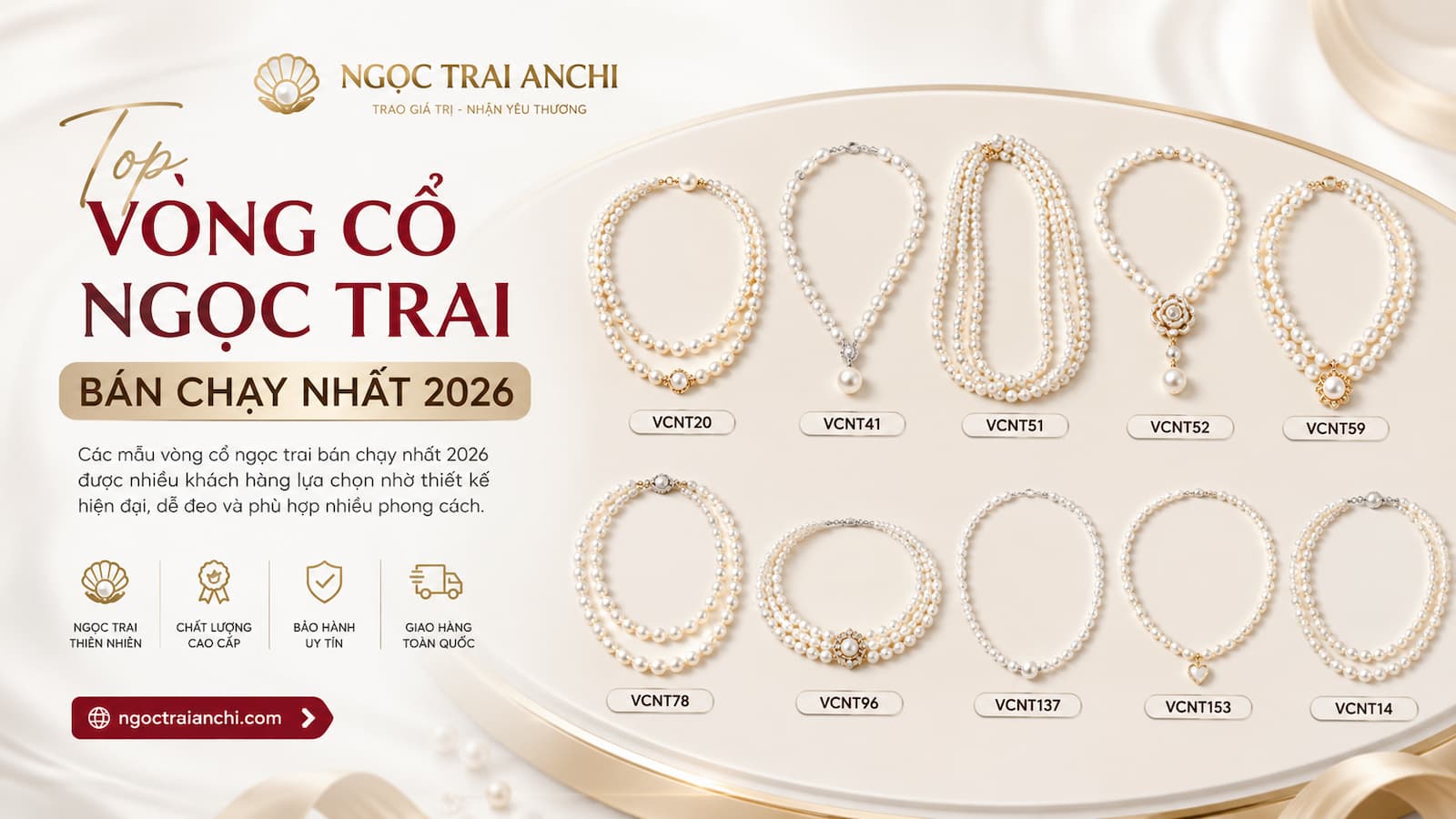 Top các mẫu vòng cổ ngọc trai bán chạy nhất 2026 tại Ngọc Trai Anchi