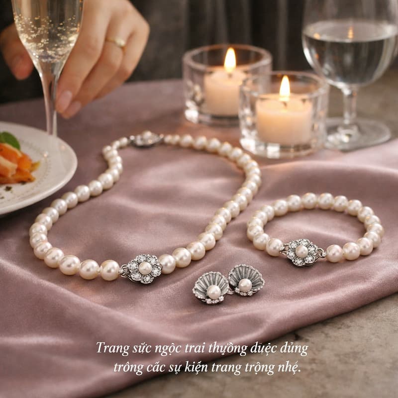 Bộ trang sức ngọc trai BTSNT09 phù hợp cho các buổi tiệc nhẹ