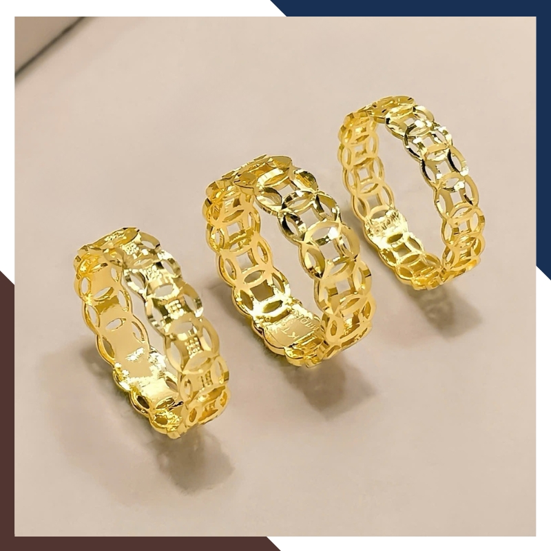 Chất liệu vàng tây 10K sử dụng cho nhẫn kim tiền NVNU439