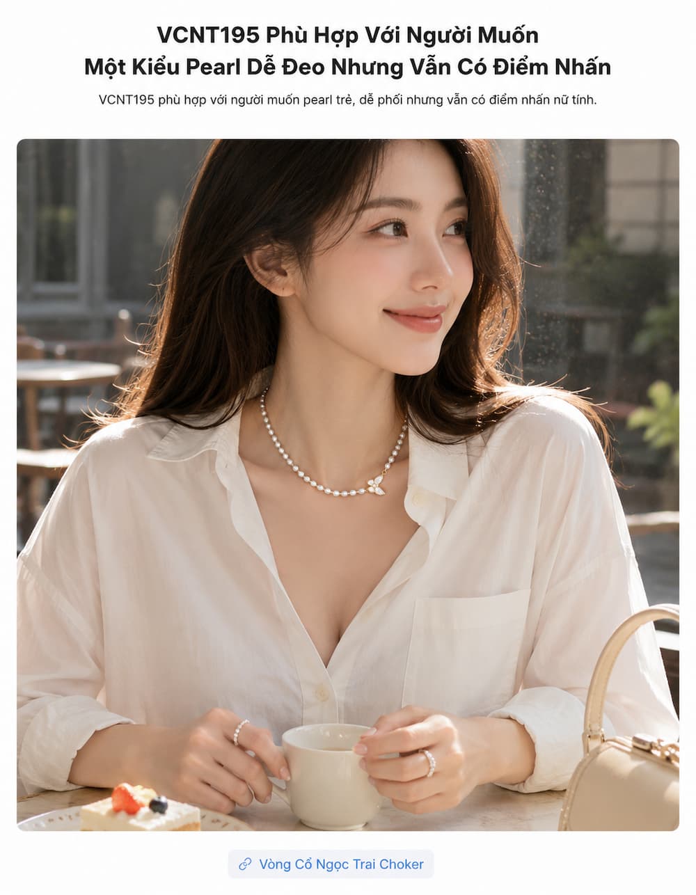 Vòng cổ ngọc trai VCNT195 phong cách nữ tính dễ phối outfit hằng ngày