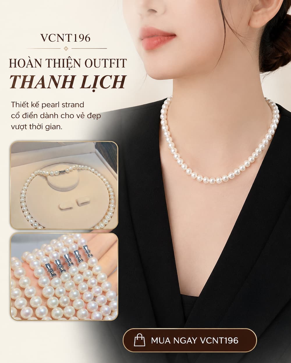 Vòng Cổ Ngọc Trai VCNT196 hoàn thiện outfit thanh lịch và sang trọng