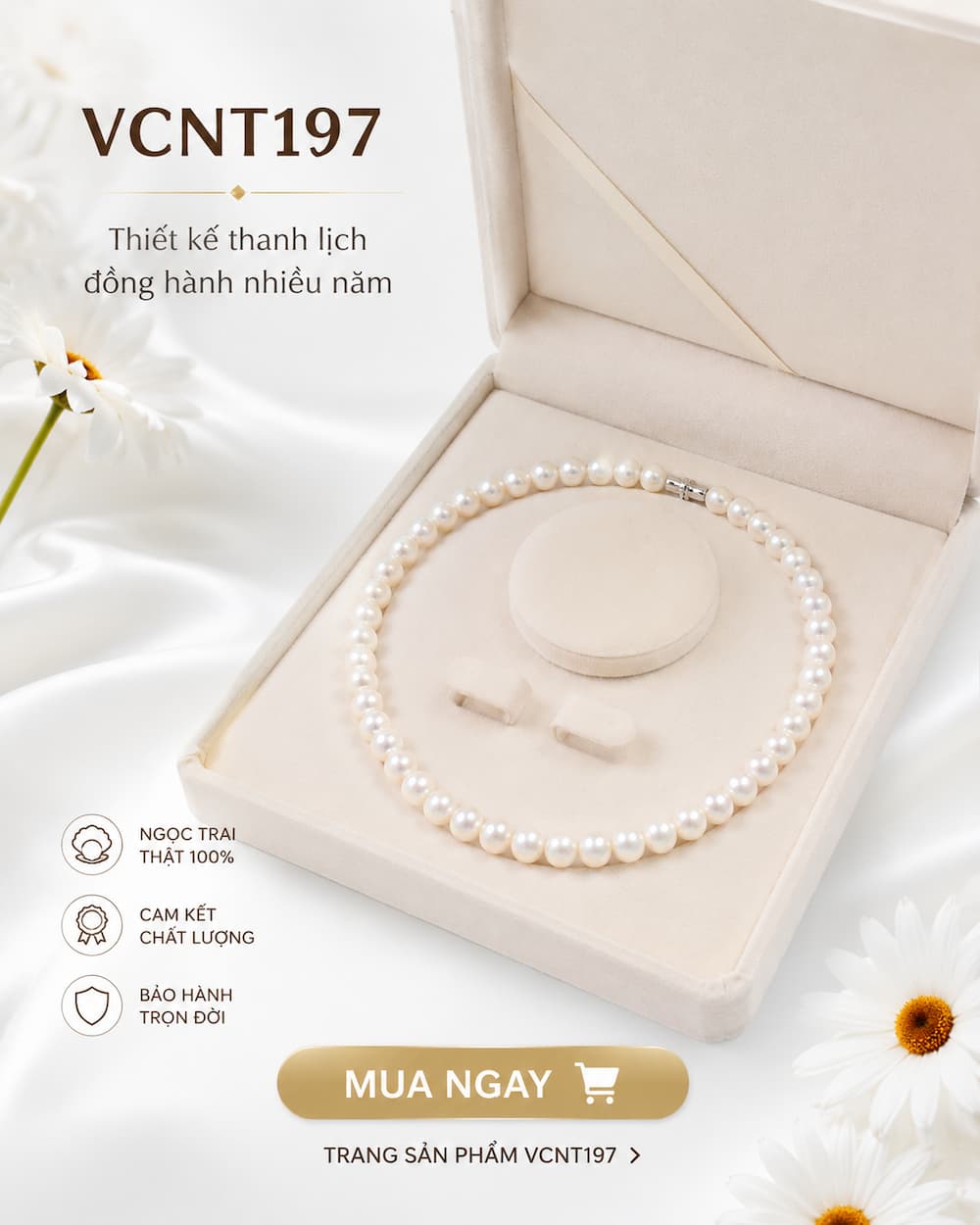 Vòng Cổ Ngọc Trai VCNT197 ngọc trai thật nước ngọt tự nhiên
