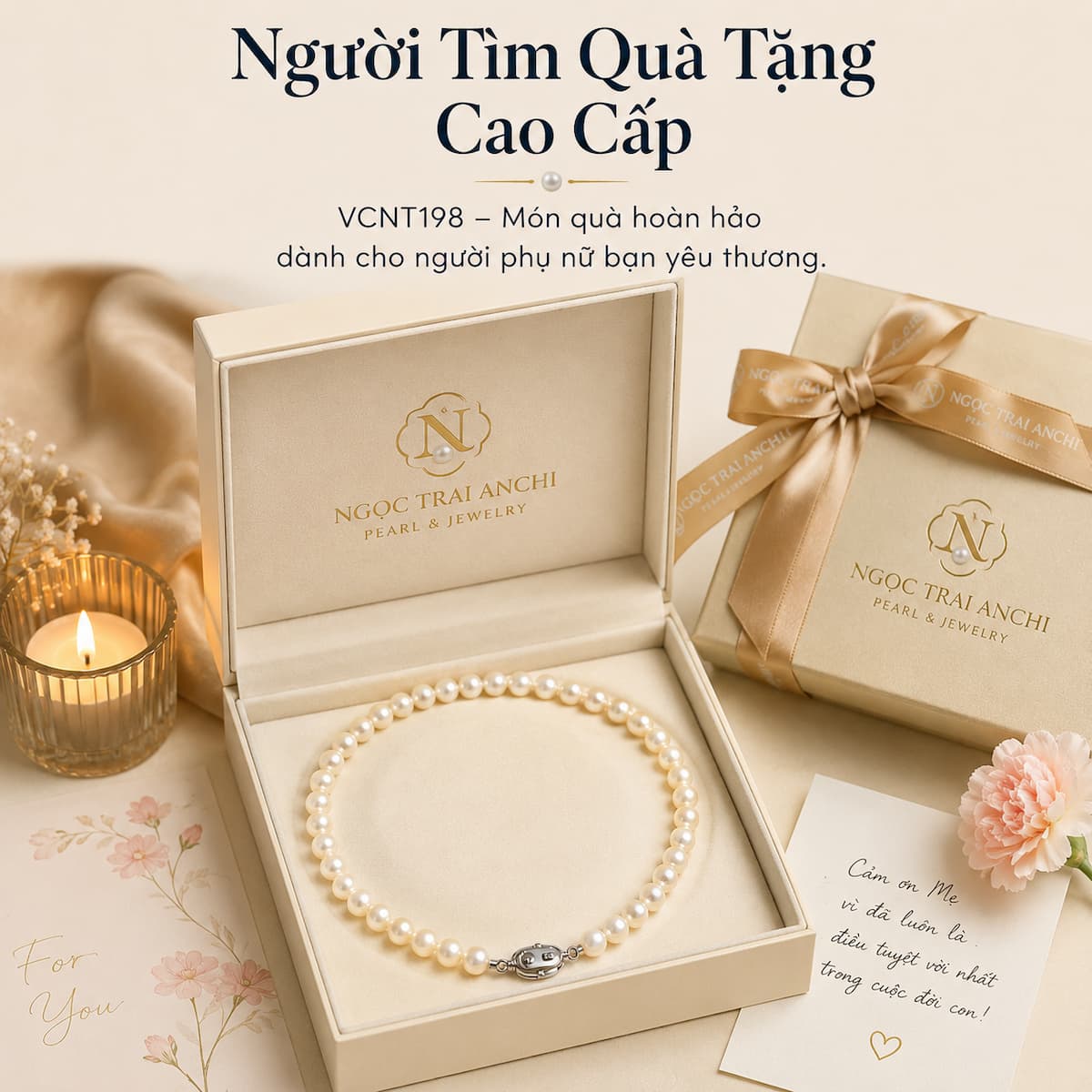Vòng Cổ Ngọc Trai VCNT198 làm quà tặng cao cấp cho mẹ