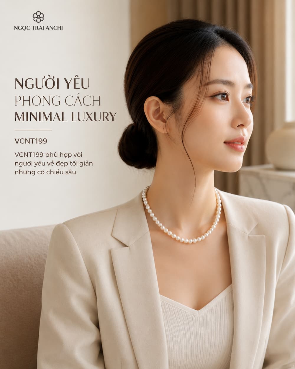 Vòng Cổ Ngọc Trai VCNT199 phong cách Minimal Luxury thanh lịch