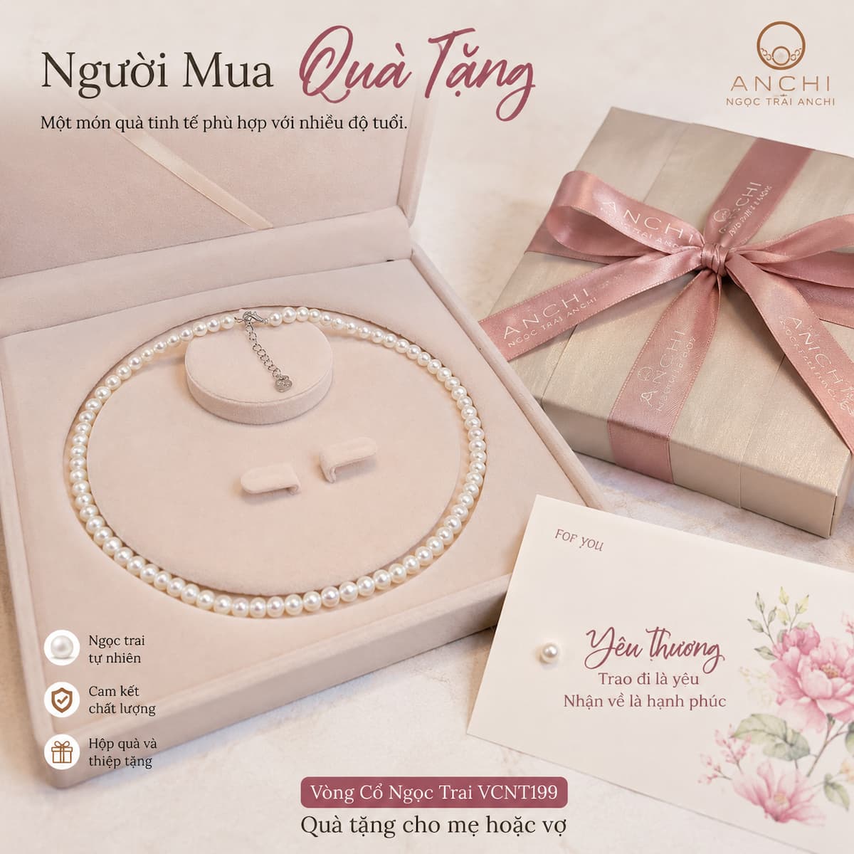Vòng Cổ Ngọc Trai VCNT199 làm quà tặng cho mẹ hoặc vợ