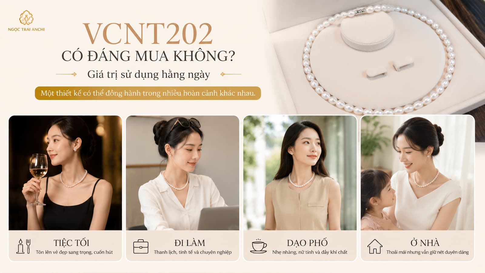 Giá trị sử dụng hằng ngày của Vòng Cổ Ngọc Trai VCNT202