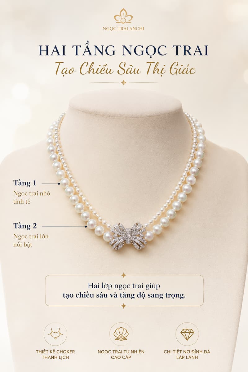 Hai lớp ngọc trai giúp tạo chiều sâu và tăng độ sang trọng.