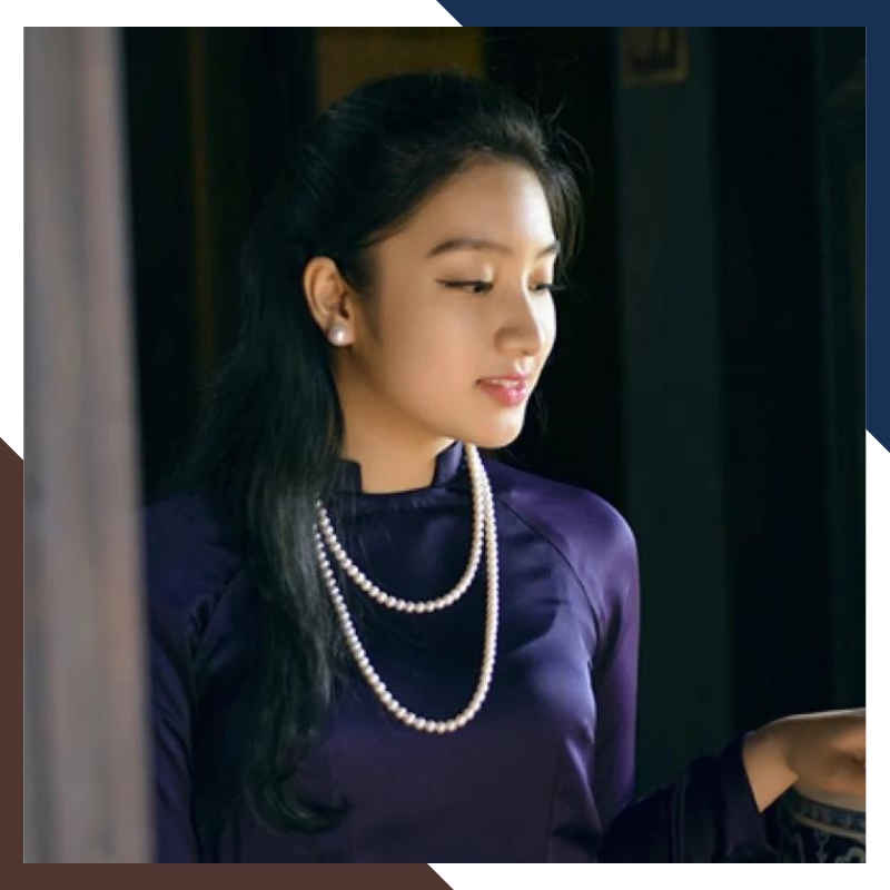 Vòng cổ ngọc trai mặc Áo Dài