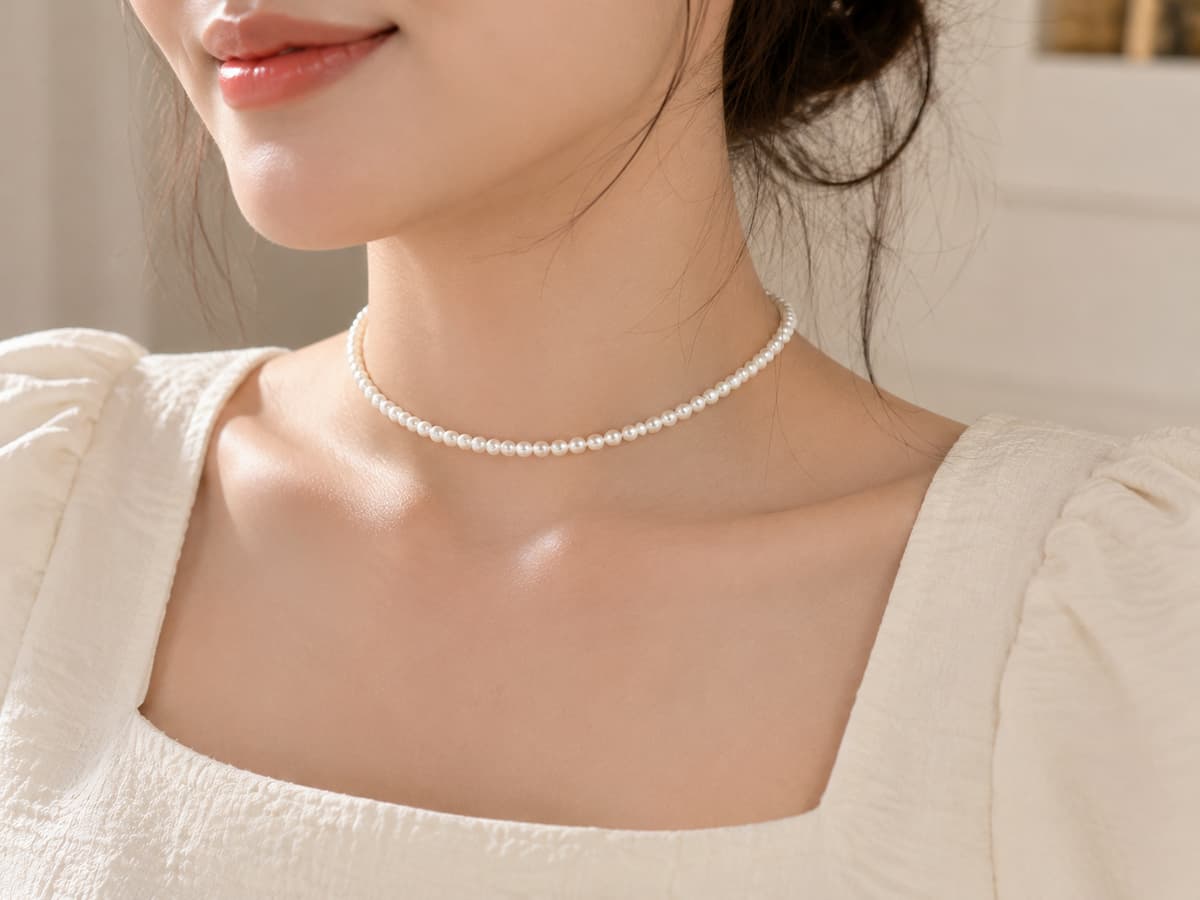 vòng cổ ngọc trai choker hạt nhỏ phong cách hàn quốc dành cho người trẻ