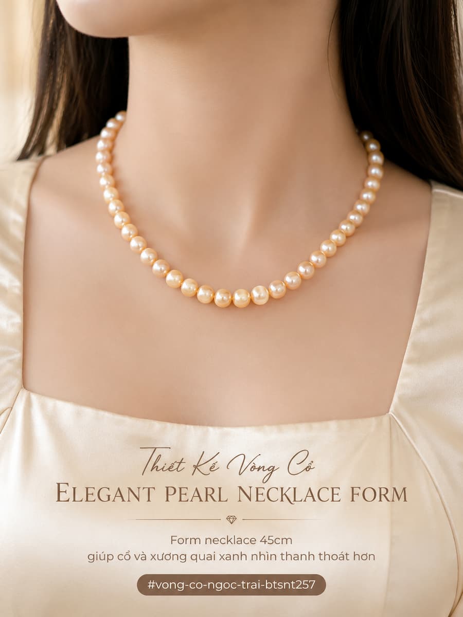 Vòng cổ ngọc trai hồng BTSNT257 form elegant pearl necklace giúp tôn neckline nữ tính