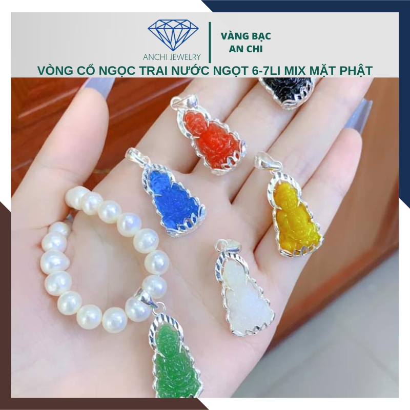 Vòng cổ ngọc trai cho mẹ mix phật đá phong thuỷ sang trọng mã 79AC310