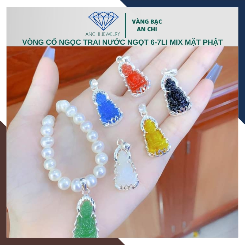 Vòng cổ ngọc trai cho mẹ mix phật đá phong thuỷ sang trọng mã 79AC310