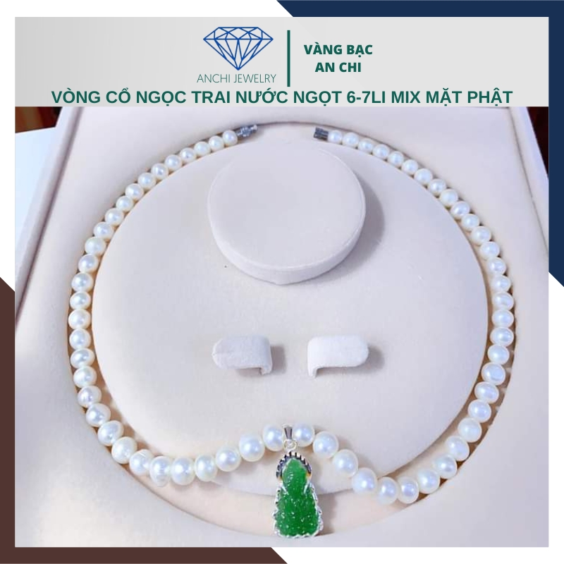 Vòng cổ ngọc trai cho mẹ mix phật đá phong thuỷ sang trọng mã 79AC310