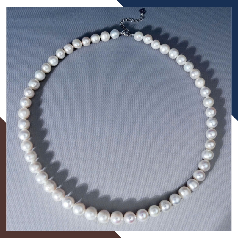 vòng cổ ngọc trai trơn 9-10mm phù hợp mẹ đeo hàng ngày