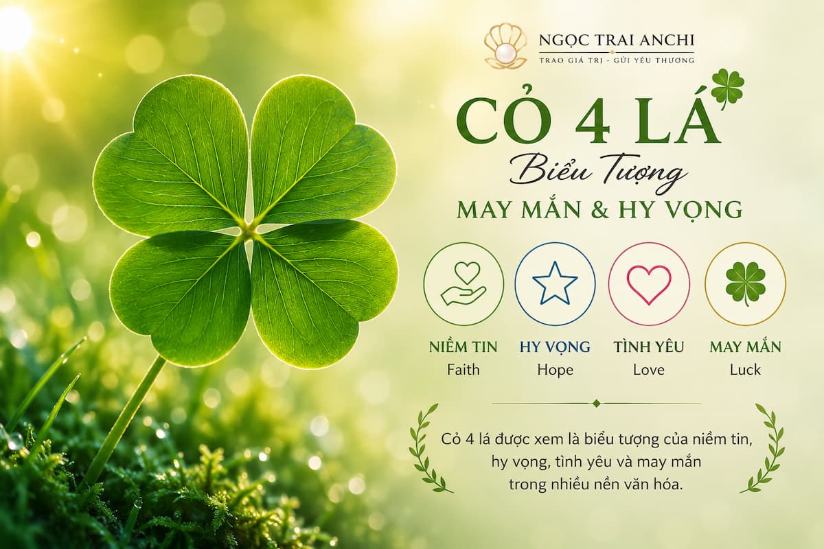 Ý nghĩa cỏ 4 lá trong phong thủy biểu tượng may mắn hy vọng tình yêu