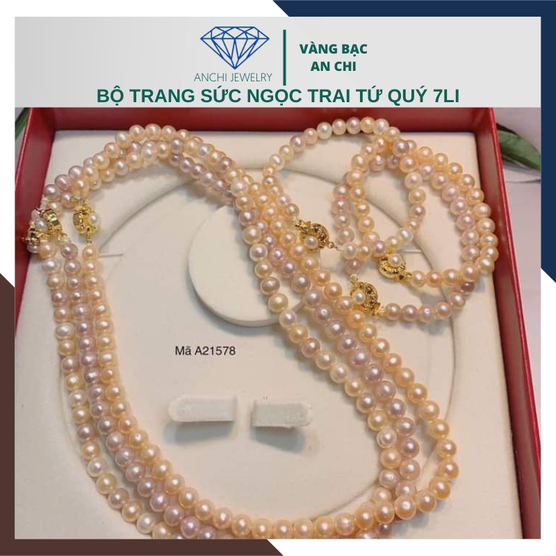 Vòng ngọc trai tứ quý mặc áo dài đẹp mã BTSNT15