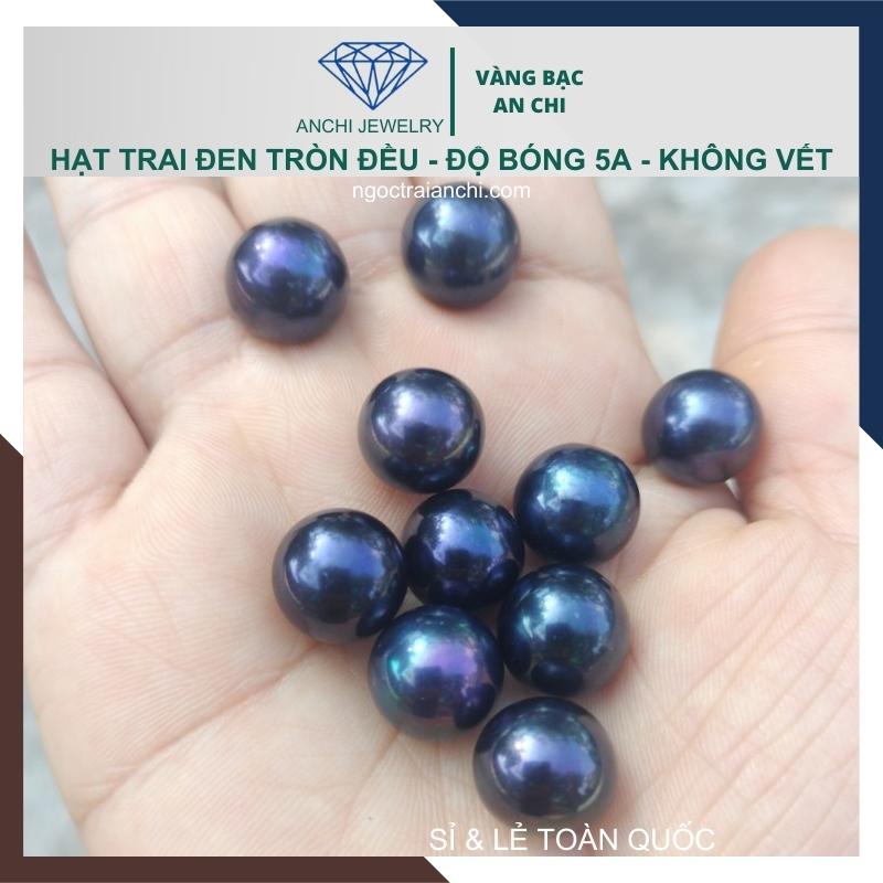 Viên ngọc trai nước ngọt tự nhiên 11mm - 12mm màu đen. Bán sỉ toàn quốc