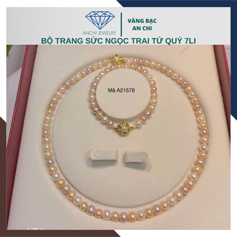 Vòng ngọc trai tứ quý mặc áo dài đẹp mã BTSNT15