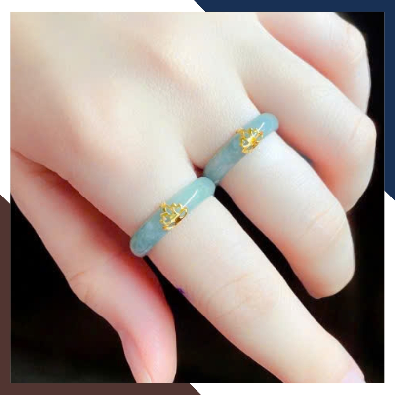 Nhẫn Lam Ngọc Tự Nhiên A+ Bọc Hoa Sen Vàng 10K – NPT53