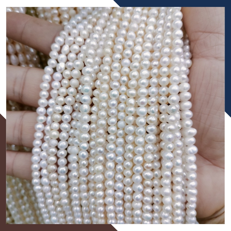 Bán sỉ chuỗi ngọc trai nguyên liệu size 4.5mm loại đẹp làm vòng cổ vòng tay mã AC270